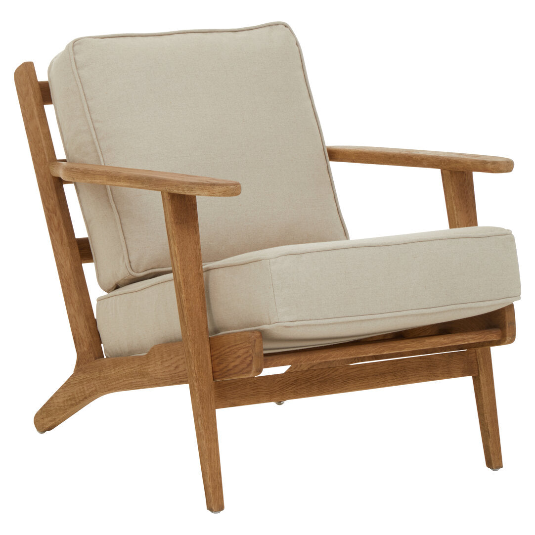 Capri Natural Linen And Oak Armchair
