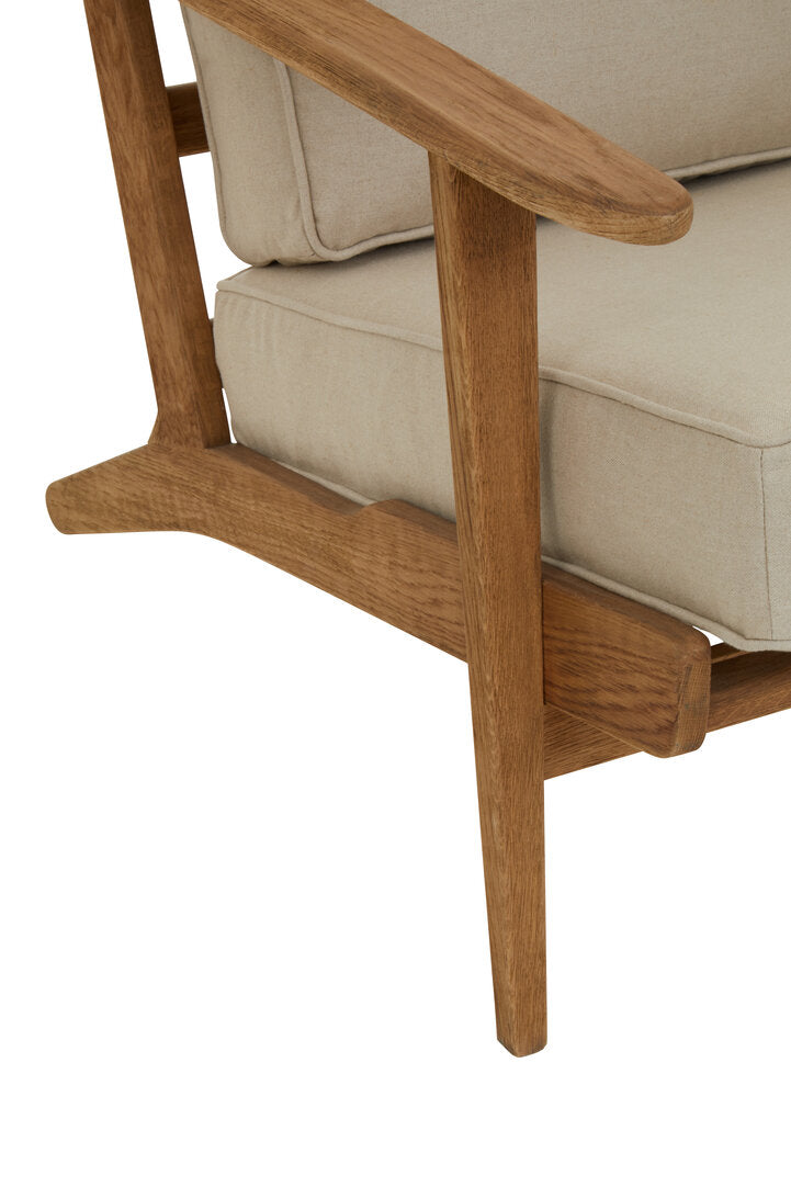 Capri Natural Linen And Oak Armchair
