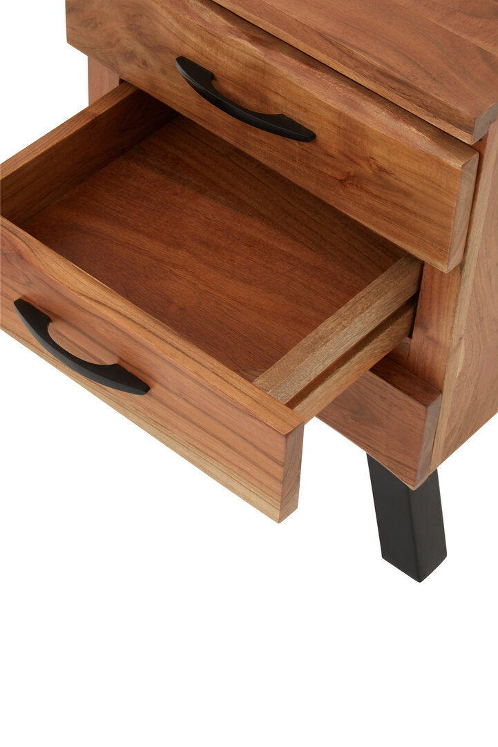 Florence Three Drawer Acacia Side Table