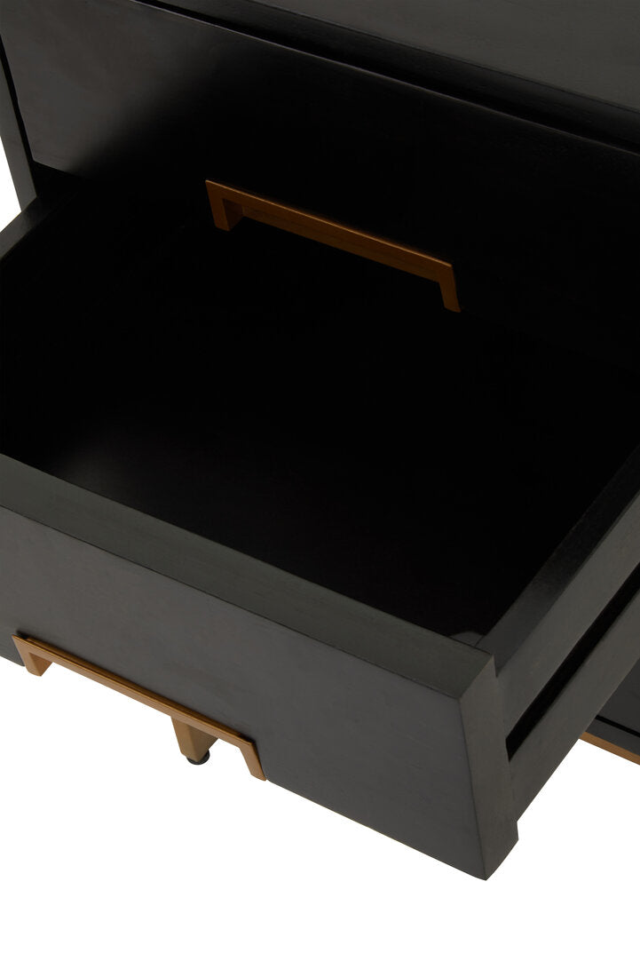 Monaco Black Side Table with 3 Drawers
