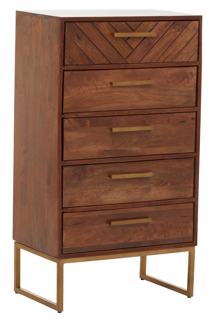 Cannes Mango Wood Chest of 5 Drawers
