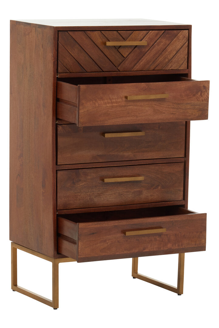 Cannes Mango Wood Chest of 5 Drawers