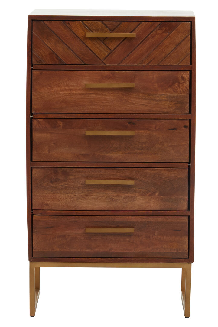 Cannes Mango Wood Chest of 5 Drawers