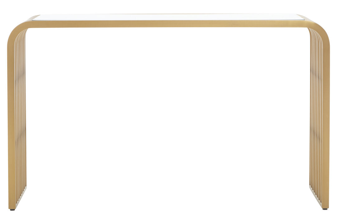 Valencia Matte Gold Slatted Console Table
