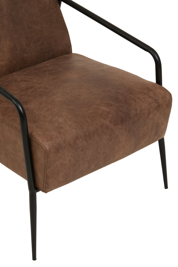 Harrogate Brown Leather Chair With Tapered Back