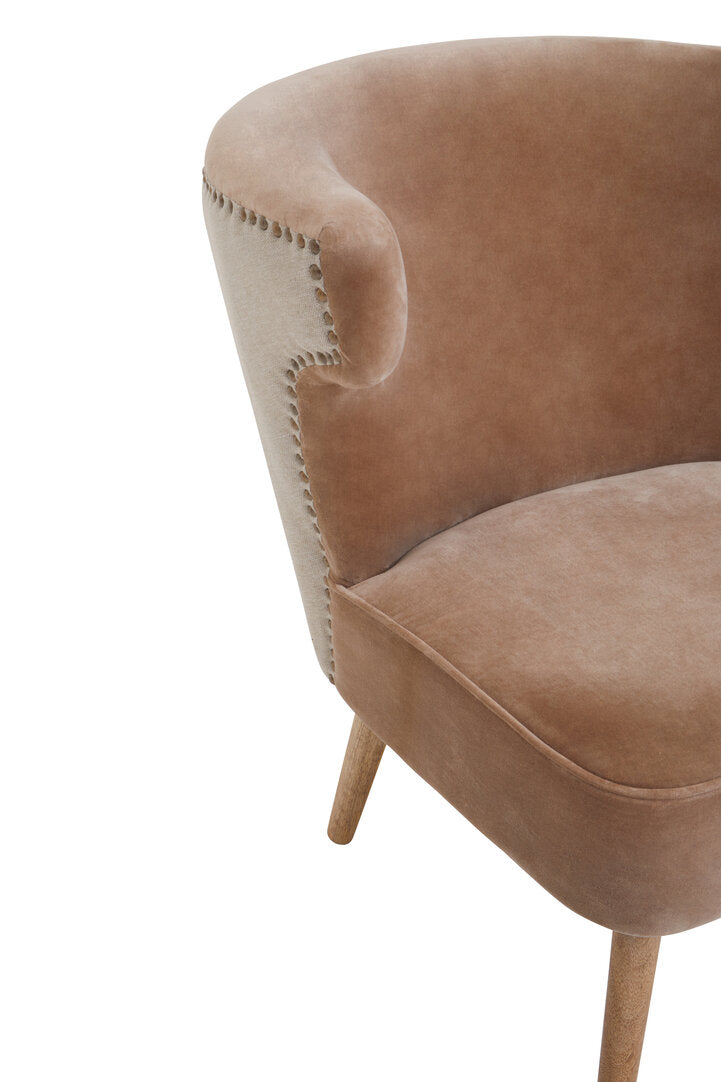 Granada Mink Velvet and Natural Linen Chair