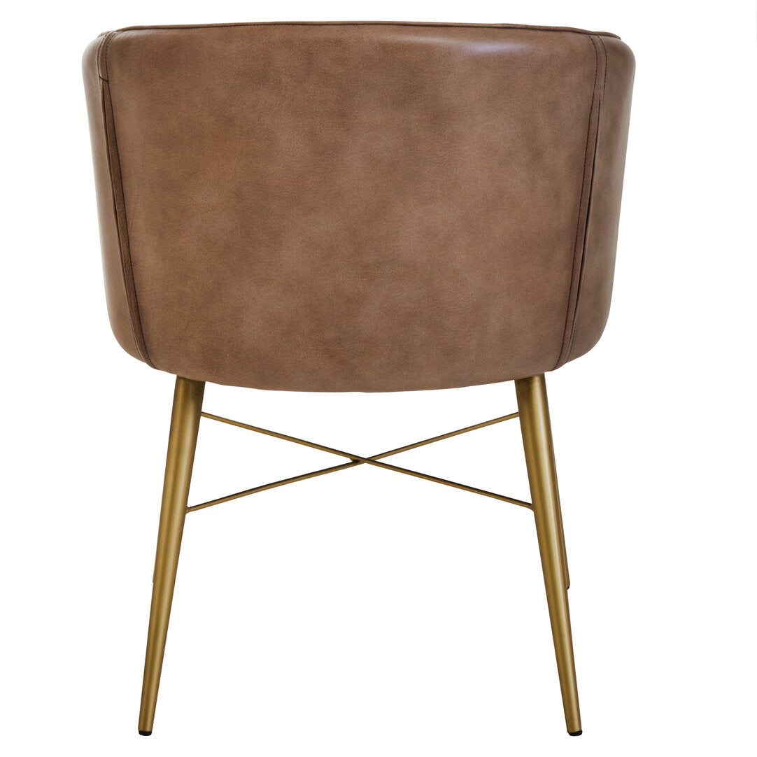 Verona Grey Leather Chair With Gold Finish Legs
