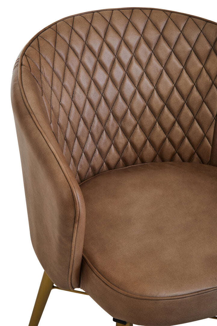 Verona Grey Leather Chair With Gold Finish Legs