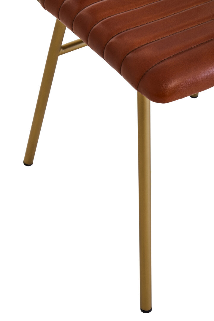 Verona Tan Leather Dining Chair With Gold Finish Frame