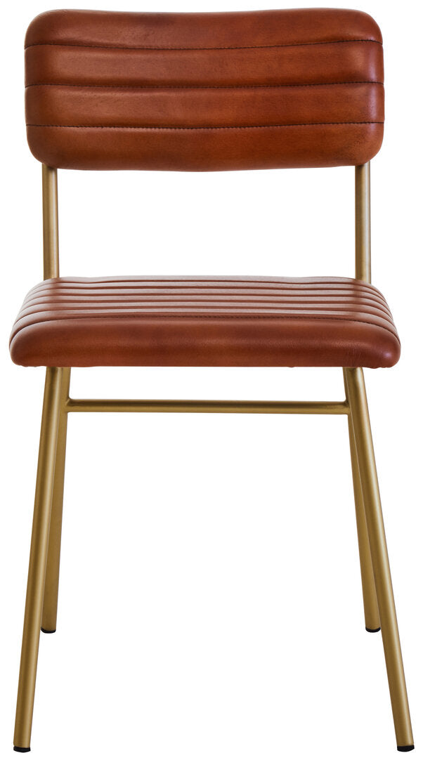Verona Tan Leather Dining Chair With Gold Finish Frame