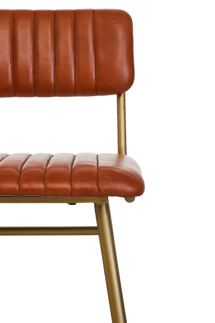 Verona Tan Leather Bar Chair With Gold Finish Frame