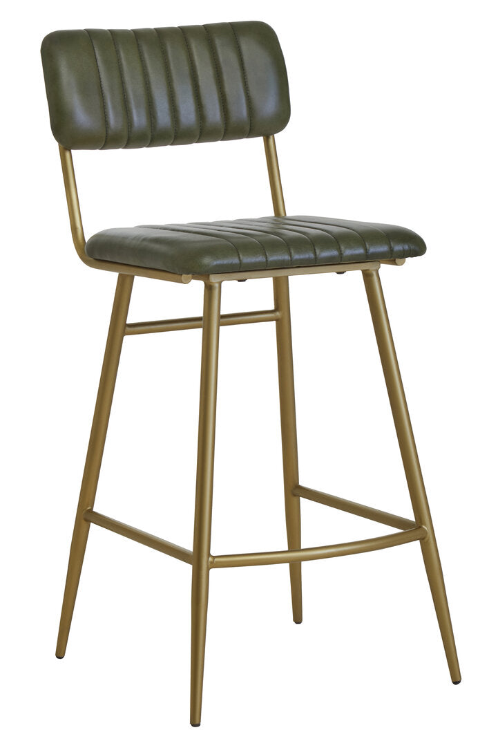 Verona Green Leather Bar Chair