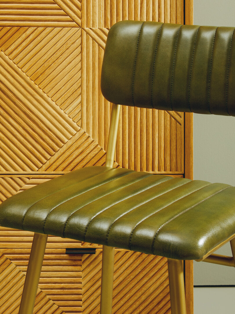 Verona Green Leather Bar Chair