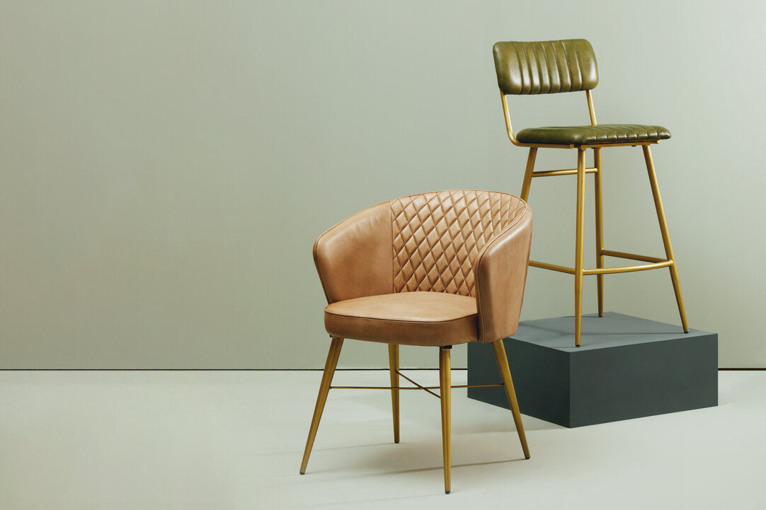 Verona Green Leather Bar Chair