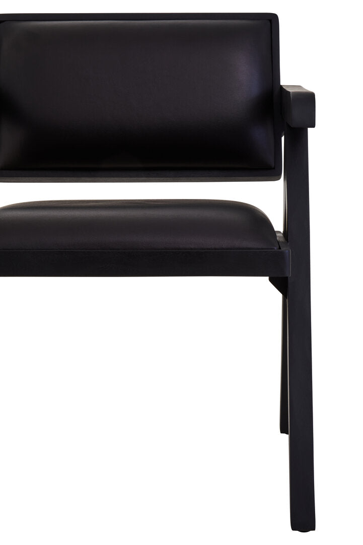 Verona Black Leather Armchair With Wood Frame