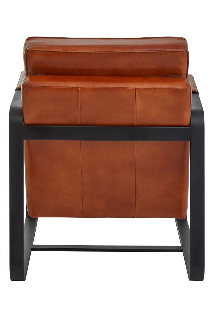 Verona Tan Leather Armchair With Black Iron Frame