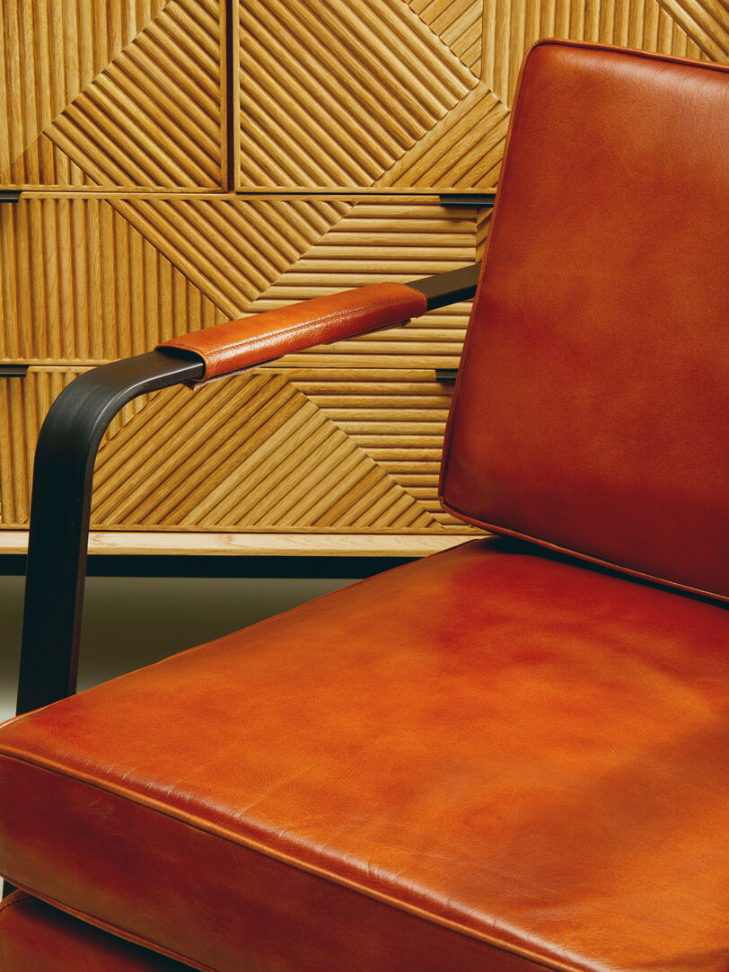 Verona Tan Leather Armchair With Black Iron Frame