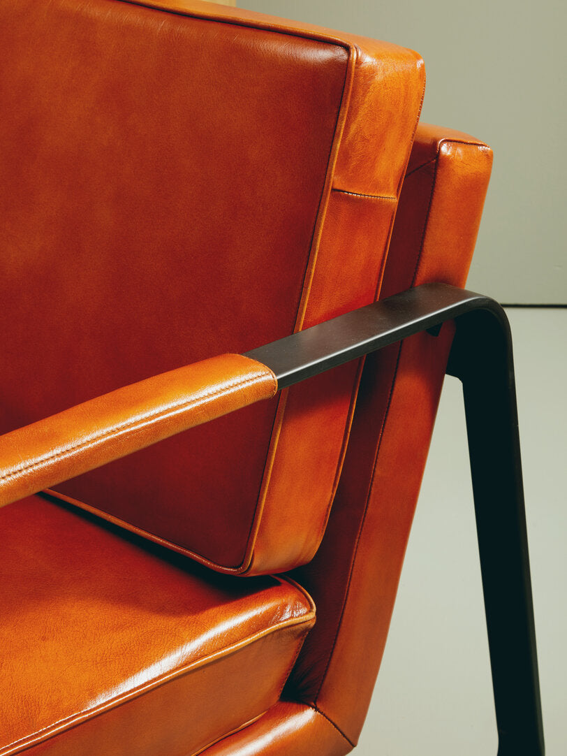 Verona Tan Leather Armchair With Black Iron Frame