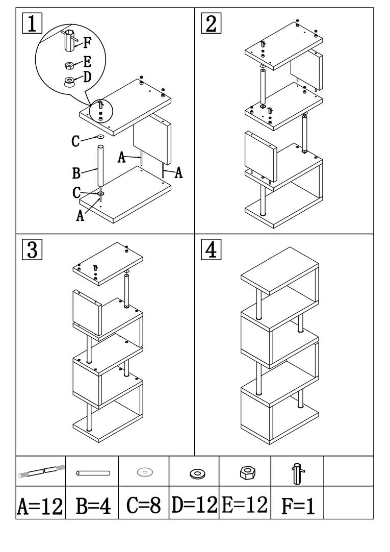 Amalfi 4 Tier White Gloss Shelf Unit