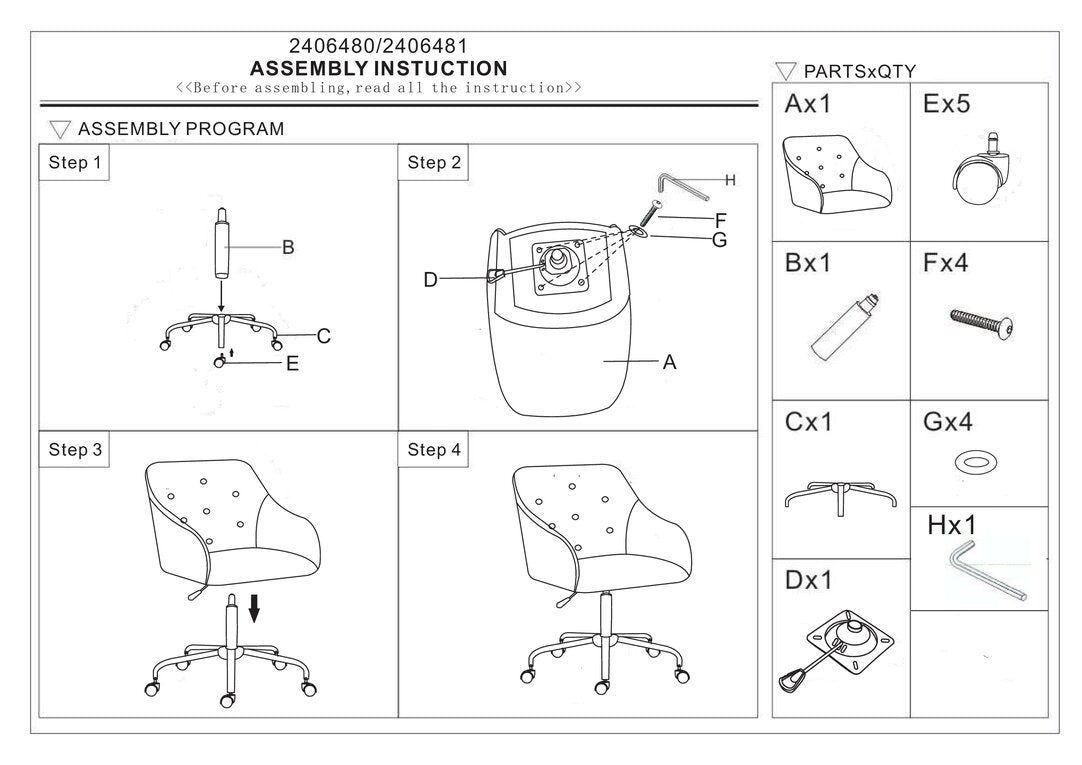 Florence Tufted Grey And Black Home Office Chair