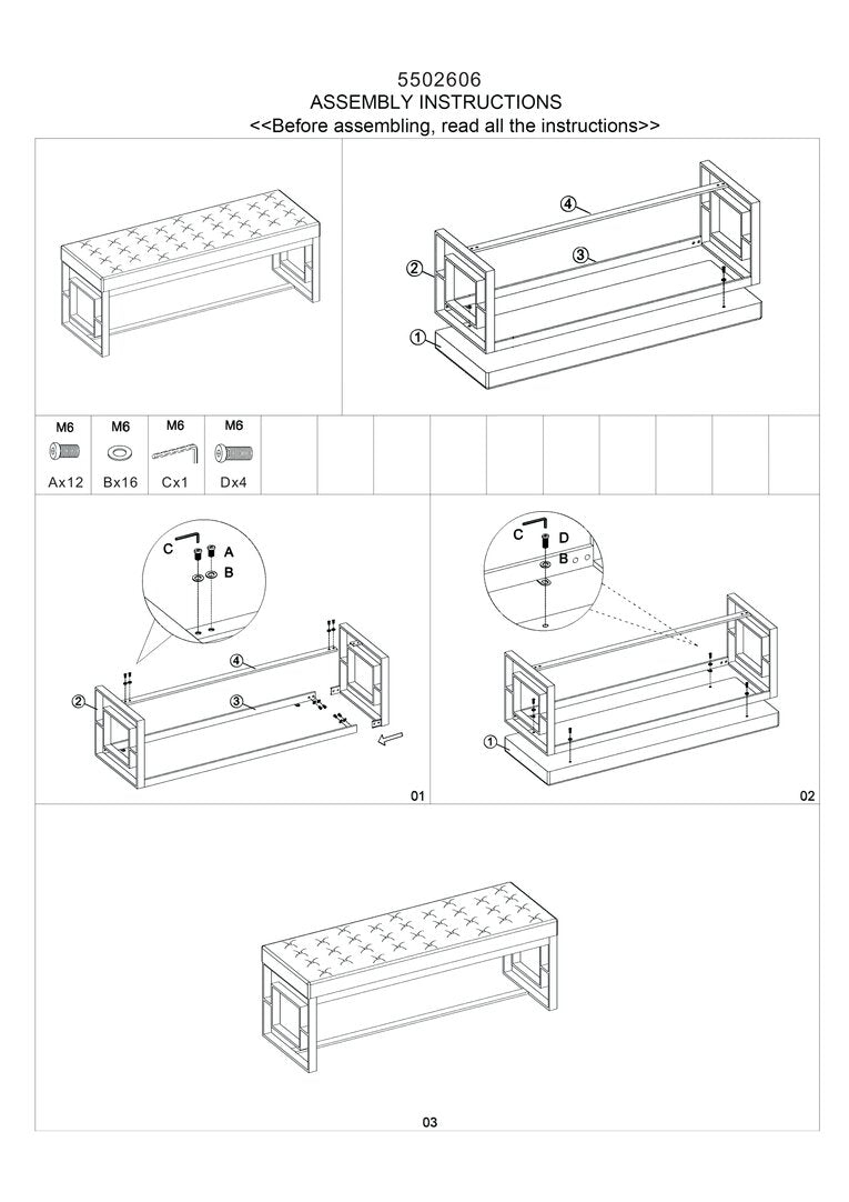 Aurora Black Tufted Bench