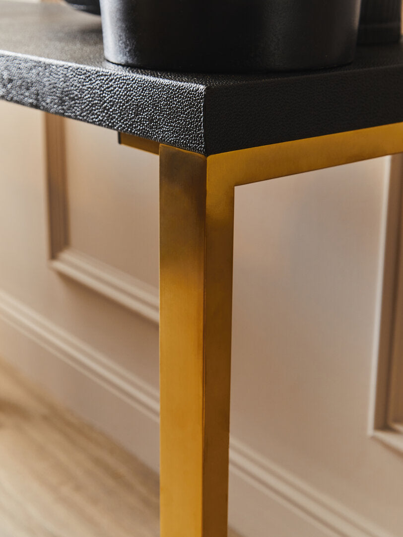 Laguna Set Of Two Black Shagreen Effect Console Tables