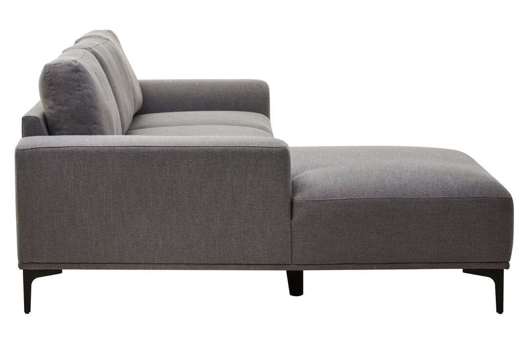 Cambridge 3 Seat Grey Fabric Left Chaise Sofa