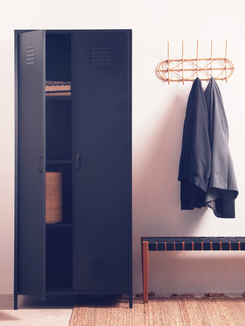 Granada Black Two Door Locker Style Wardrobe