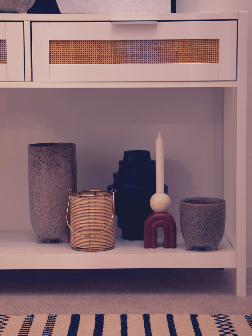 Como White Wood and Rattan Two Drawer Console Table