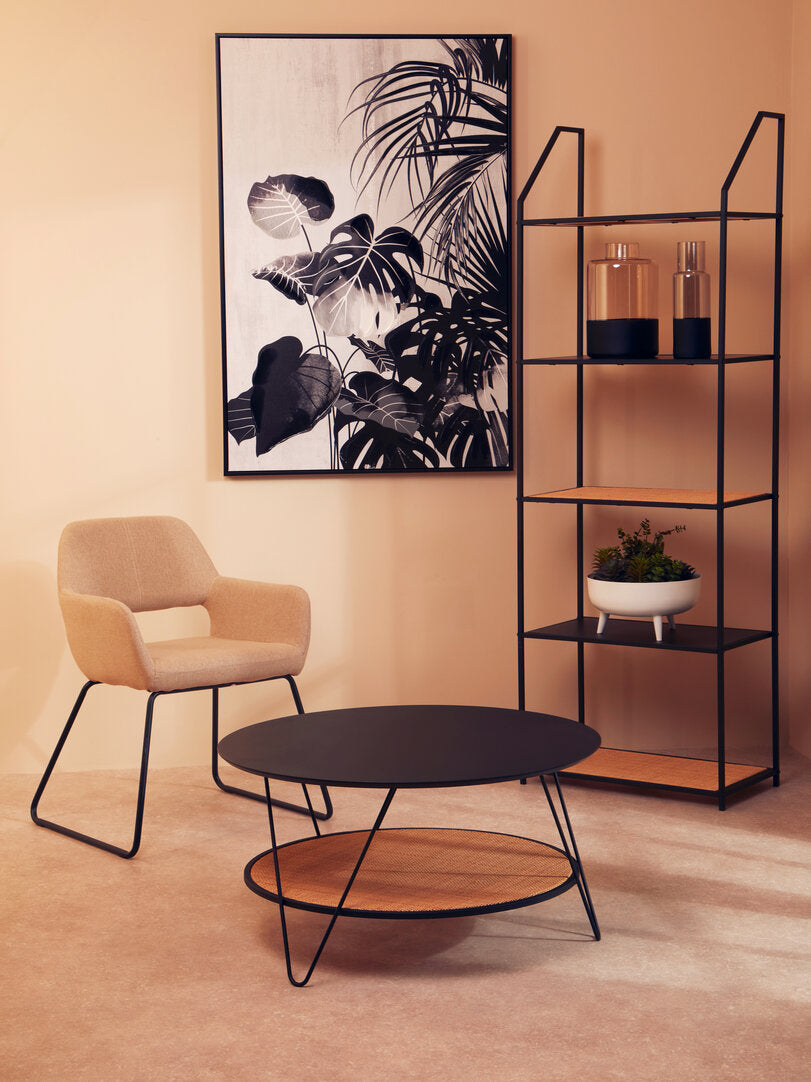 Porto Rattan And Metal Coffee Table With Hairpin Legs