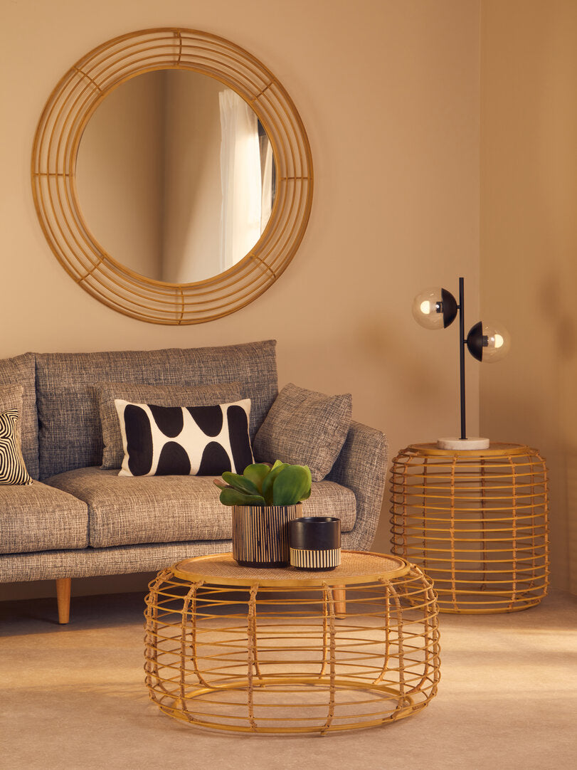 Bath Round Coffee Table With Rattan Top