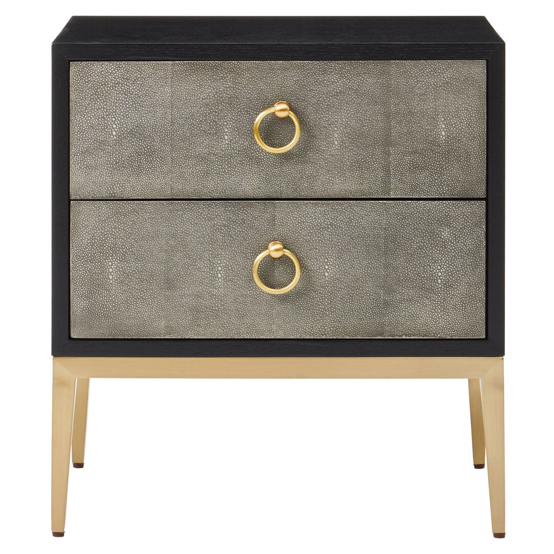 Valencia Two Drawer Grey Shagreen Effect Side Table