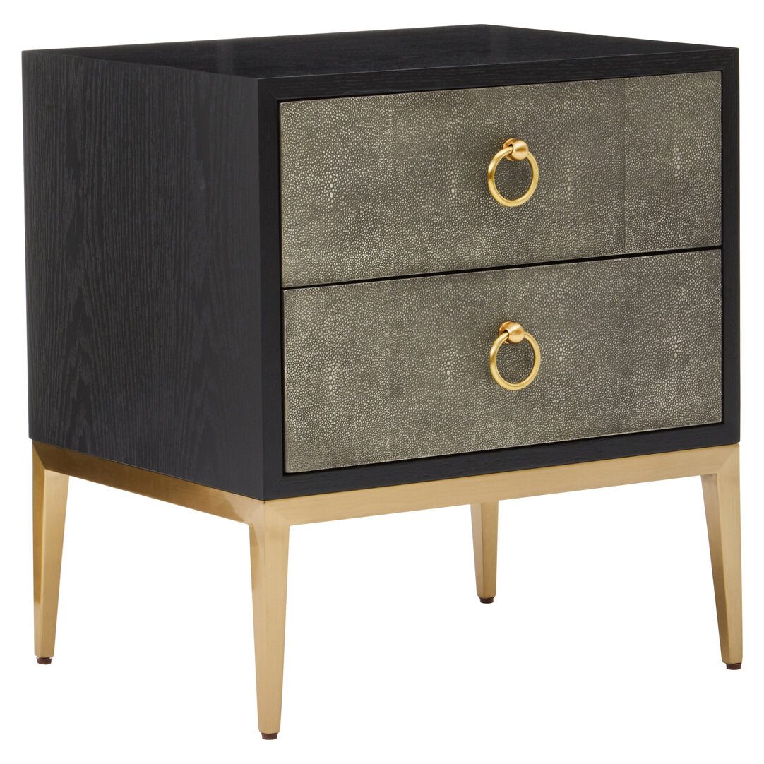 Valencia Two Drawer Grey Shagreen Effect Side Table