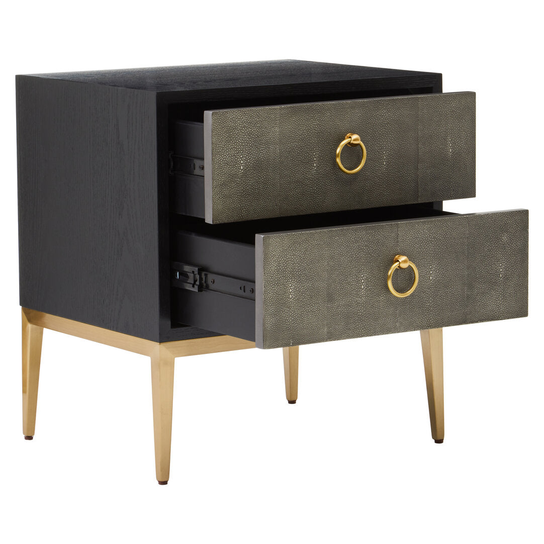 Valencia Two Drawer Grey Shagreen Effect Side Table