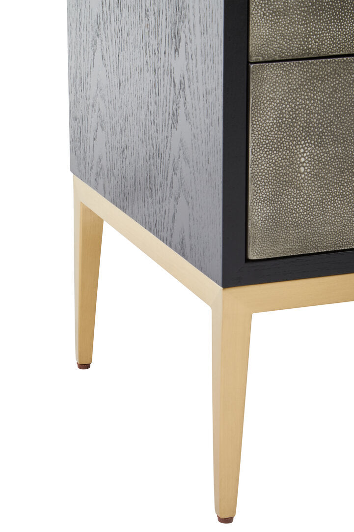 Valencia Two Drawer Grey Shagreen Effect Side Table