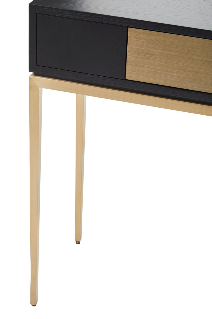 Lisbon Black and Gold Console Table with 1 Drawer