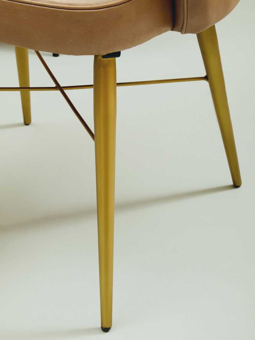 Verona Grey Leather Chair With Gold Finish Legs