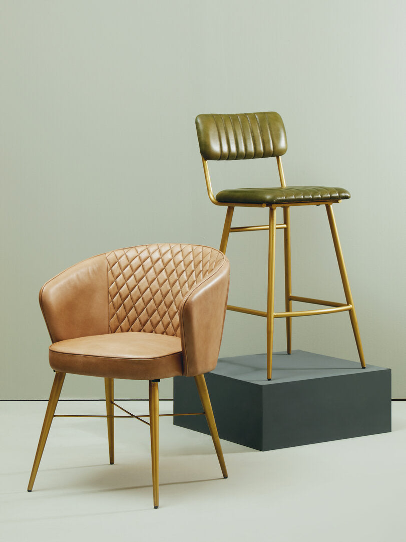 Verona Grey Leather Chair With Gold Finish Legs