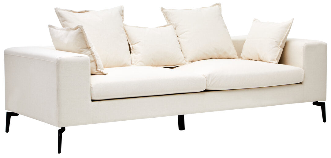Naples 3 Seat Textured Fabric Cream Sofa