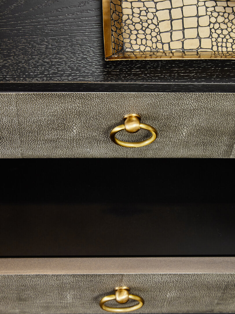 Valencia Two Drawer Grey Shagreen Effect Side Table