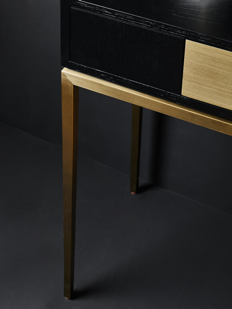 Lisbon Black and Gold Console Table with 1 Drawer