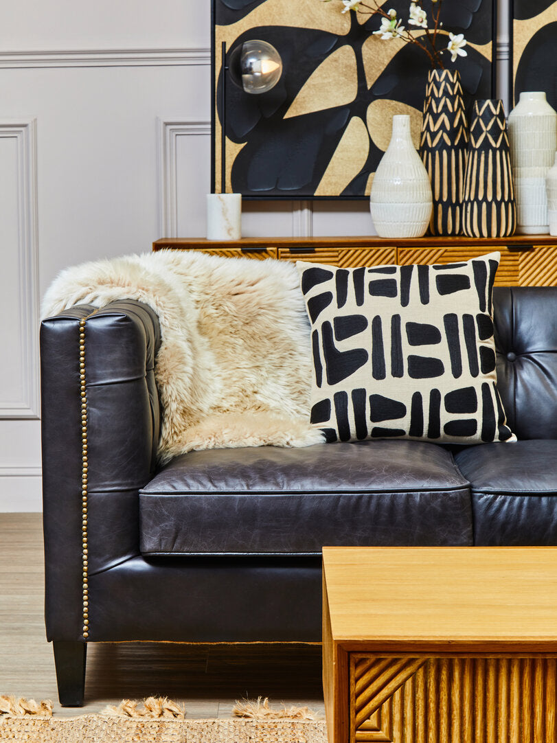 Bath Three Seater Antique Ebony Leather Sofa