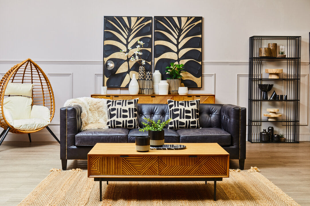 Bath Three Seater Antique Ebony Leather Sofa