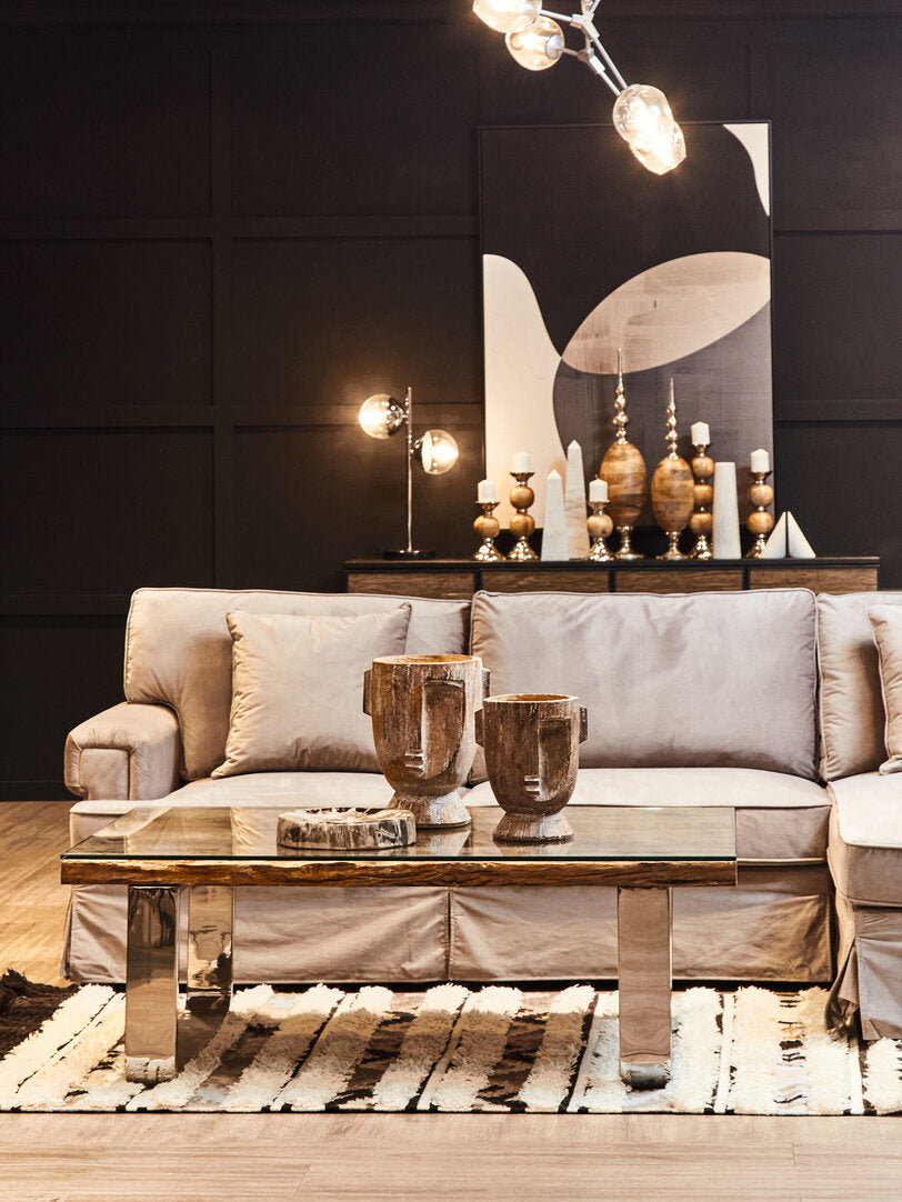 Whitby Three Seat Grey Velvet Right Chaise Sofa