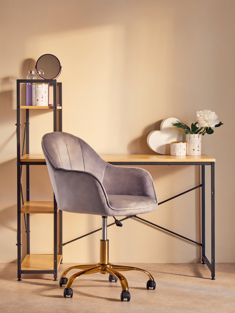 Florence Grey Velvet And Gold Base Home Office Chair