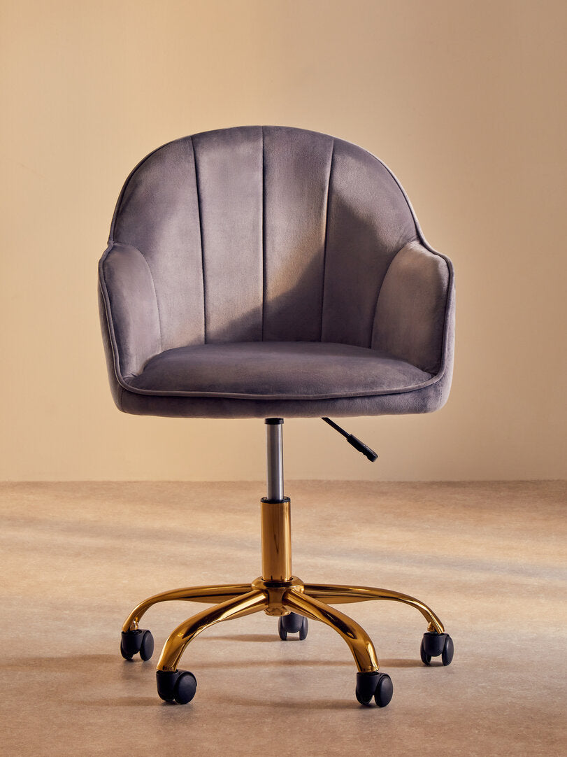 Florence Grey Velvet And Gold Base Home Office Chair