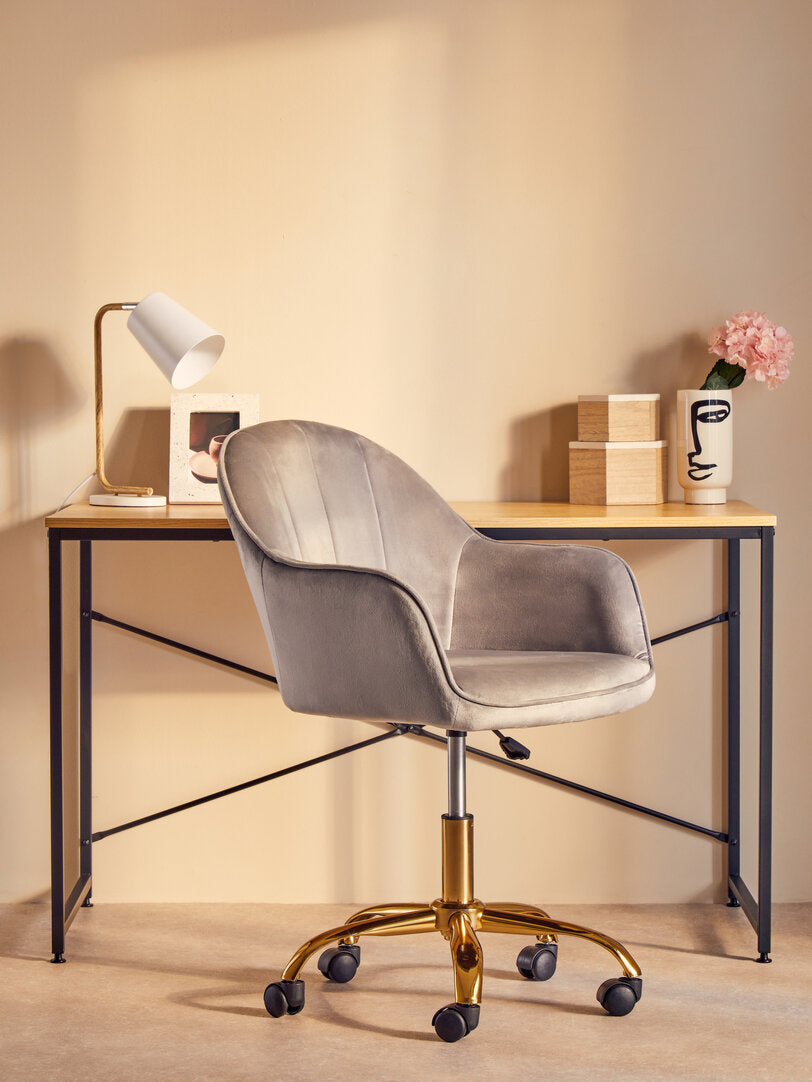 Florence Grey Velvet And Gold Home Office Chair