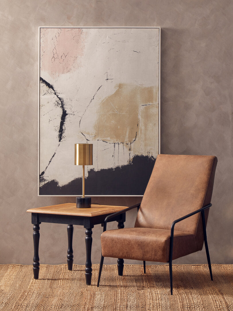 Carlton Brushed Brass Table Lamp with Black Marble Base