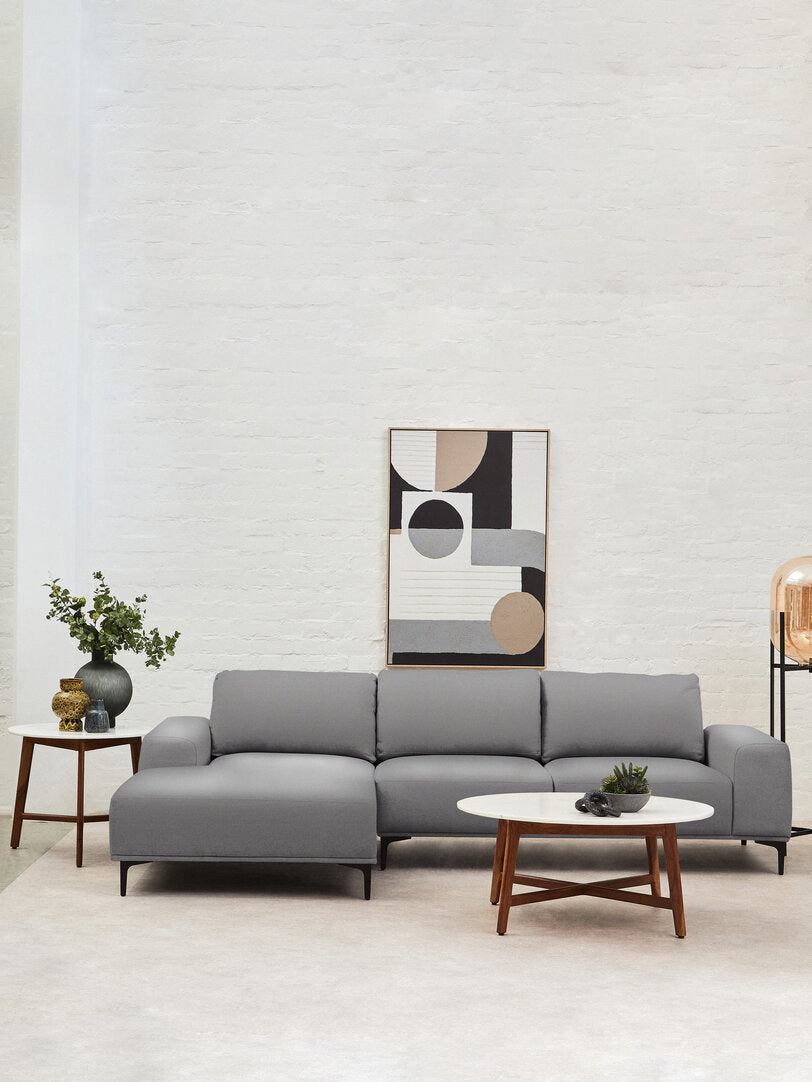 Cambridge 3 Seat Grey Fabric Right Chaise Sofa