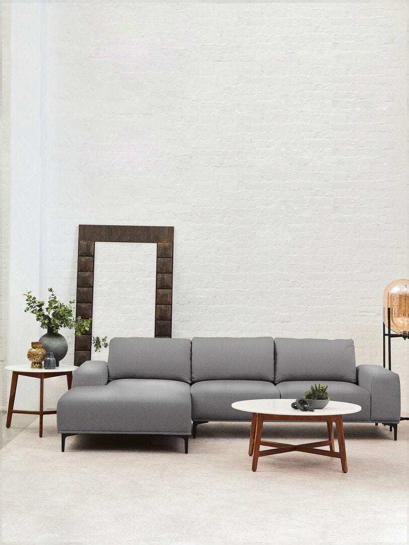Cambridge 3 Seat Grey Fabric Left Chaise Sofa